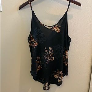 Astr black floral halter strap tank